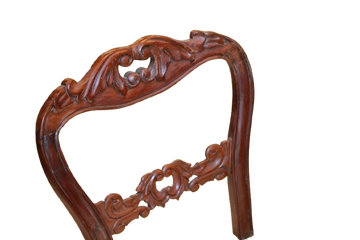 Pair of Antique French Louis Philippe Mahogany Chairs with Carved Open Back – 19th Century