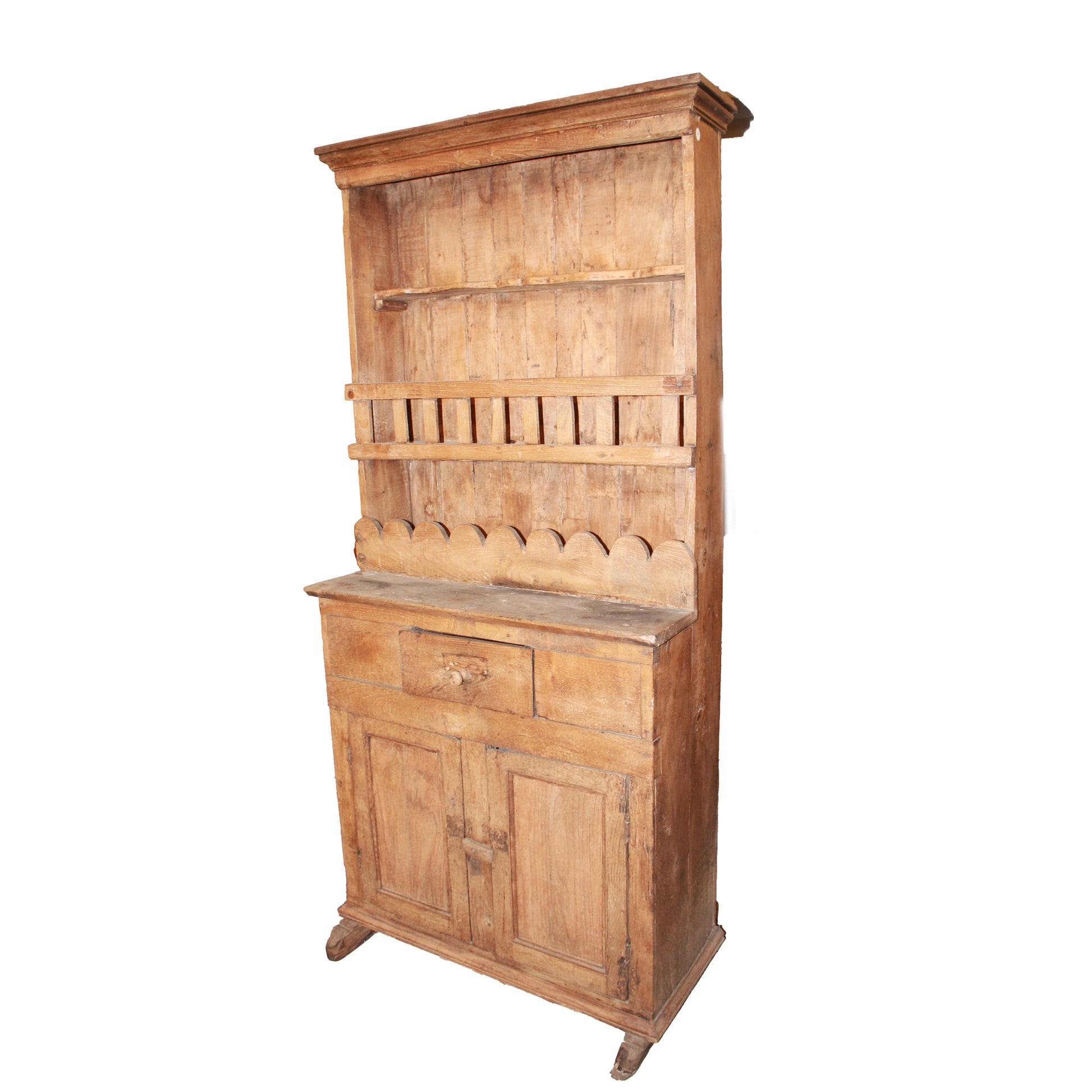 Antique Spanish Walnut Dresser with Plate Rack – Late 18th Century