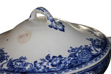 Zuppiera inglese In Porcellana bianca decorata blu XX secolo