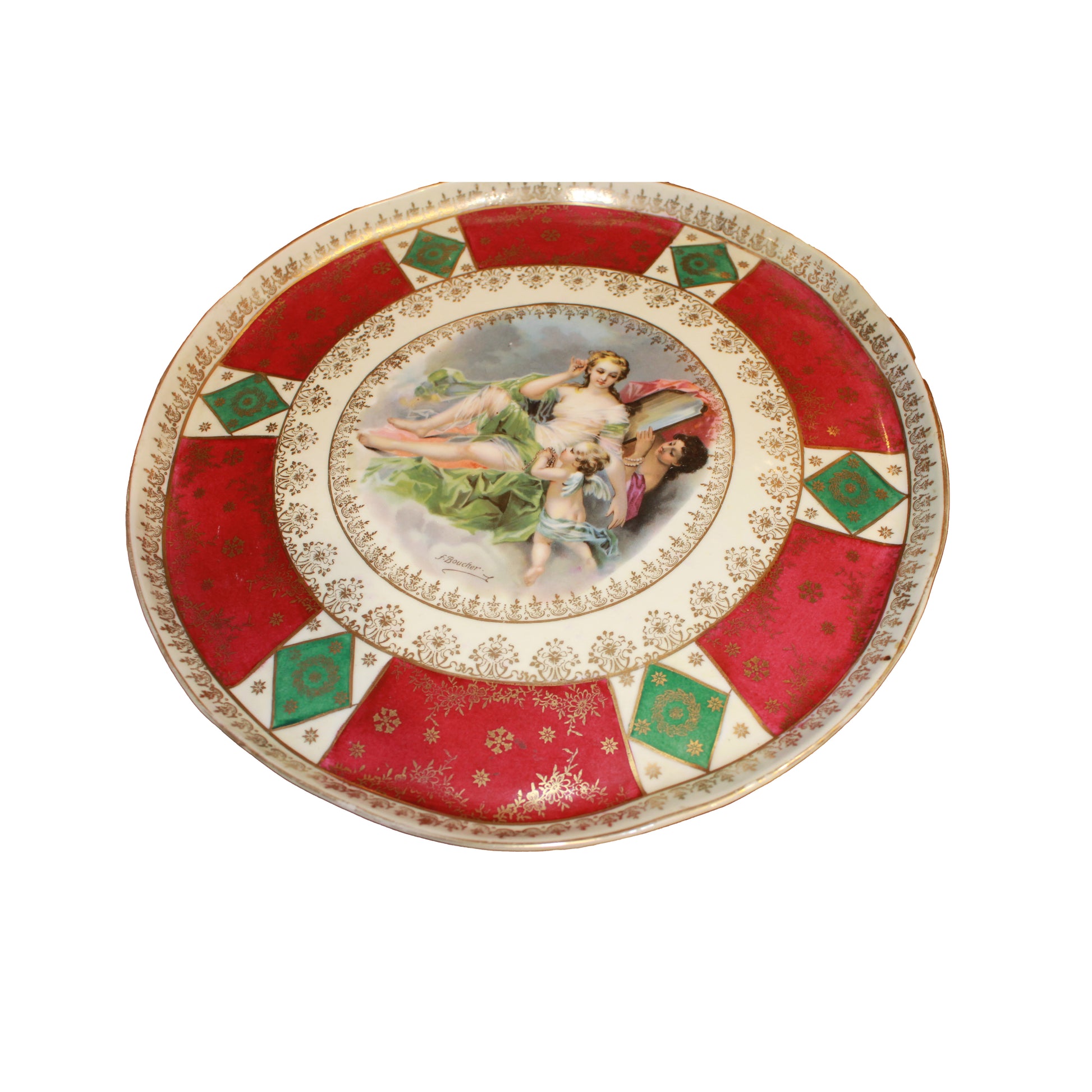 Österreichischer Porzellanteller mit Neoklassischer Szene, Polychrom, Ende 19. – Anfang 20. Jahrhundert