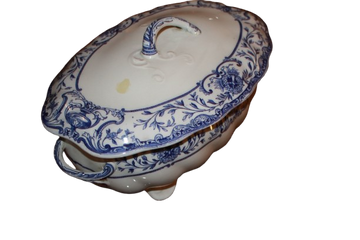 Zuppiera Belga in Porcellana Bianca decorata