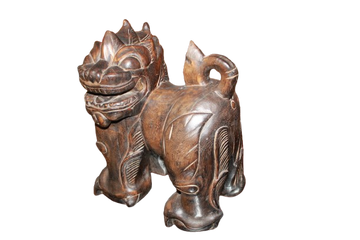 Leone Guardiano Cinese Leone di Fo (o cane di Fo) in Legno XX secolo