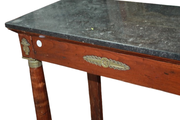 Consolle Francese Stile Impero in Mogano con Marmo e Bronzi