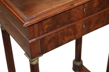 French Empire Dressing Table in Mahogany with Mirror, 19th Century