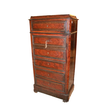 French Louis Philippe Secretaire in Elm Burl and Ebony, 19th Century