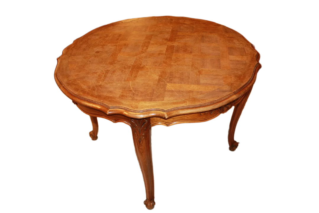 Tavolo circolare con piano smussato Stile Provenzale in legno di noce