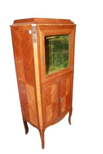 Piccola Vetrina Francese Stile Luigi XV del 1800 In Legno di Bois de Rose
