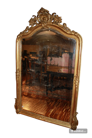 Grande specchiera stile Luigi XV in legno dorato foglia oro