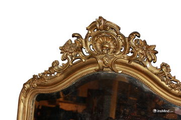 Grande specchiera stile Luigi XV in legno dorato foglia oro
