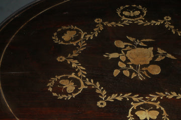 Französischer Charles X Rundtisch aus Palisander mit Messingintarsien, 19. Jahrhundert