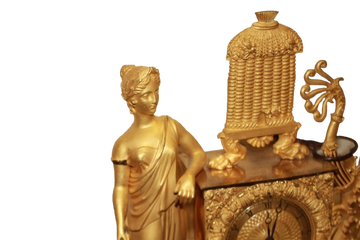 Orologio da tavolo francese in bronzo dorato al mercurio stile Impero