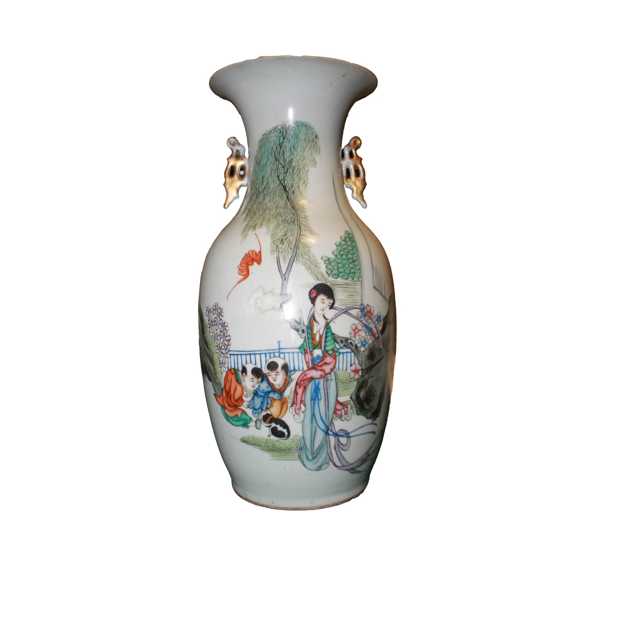 Chinesische Porzellanvase mit Figurenszene, Ende 19. Jahrhundert