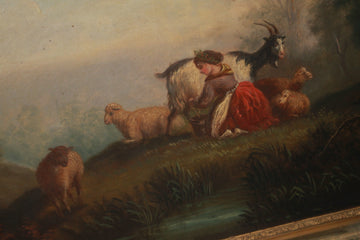Olio Su tela Olandese scena bucolica XVIII secolo