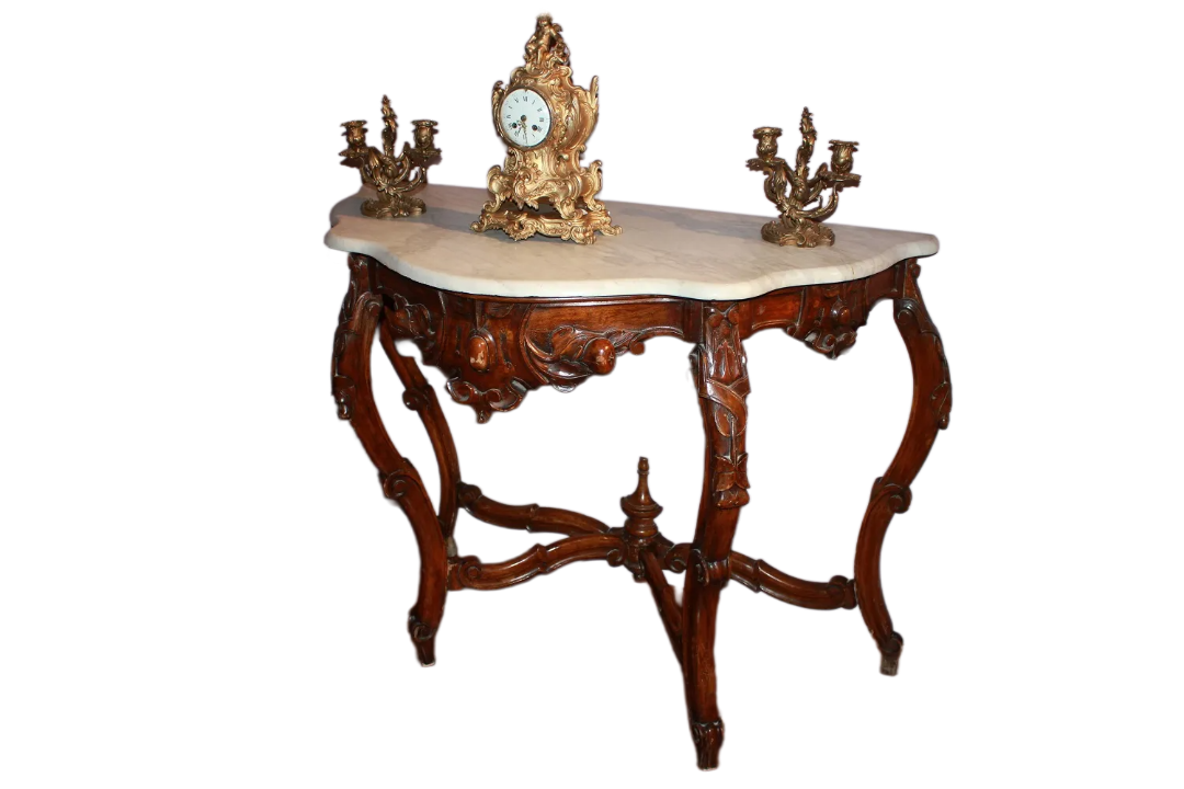 Consolle Genovese Italiana Stile Luigi Filippo in Legno di Noce del 1800