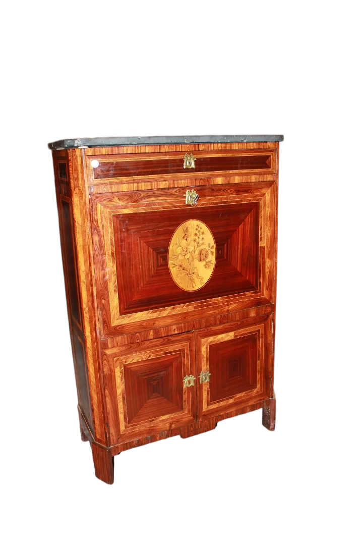 Secretaire Stile Luigi XVI del 1700 riccamente Intarsiato in Vari Legni Policromi