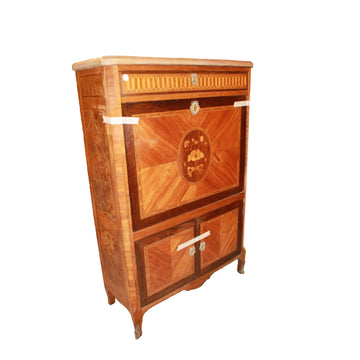 Grand secrétaire français style Louis XVI en bois de rose, palissandre et loupe, début XIXe siècle
