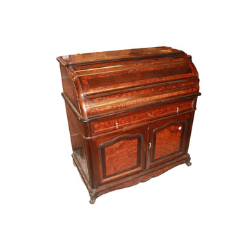 Commode à rideau française style Louis-Philippe en palissandre et loupe d’orme, fin XIXe siècle