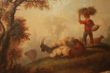 Scena pastorale e bucolica Olio su tela, XVIII secolo