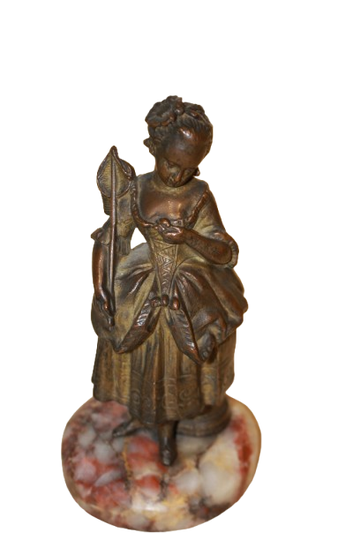 Statuette decorative in bronzo dorato e brunito