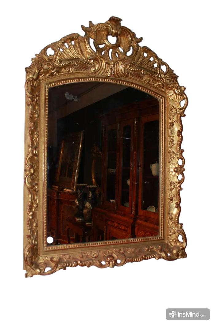 Specchiera Francese Dorata di Inizio 1800 Stile Luigi XV