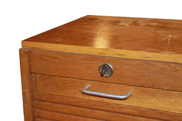 French Roll-Top Writing Cabinet with Vertical Tambour Door, Early 20th Century