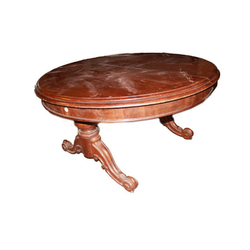 Table anglaise extensible victorienne en acajou avec plateau circulaire, seconde moitié XIXe siècle