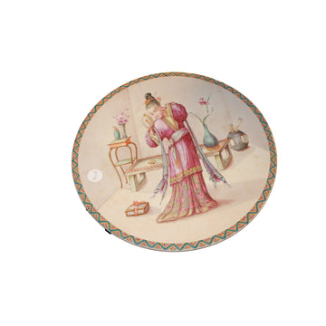 Piatto decorativo in ceramica policroma di gusto orientaleggiante