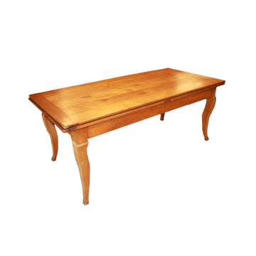 Antique French Louis XV Extendable Cherrywood Dining Table, 19th Century