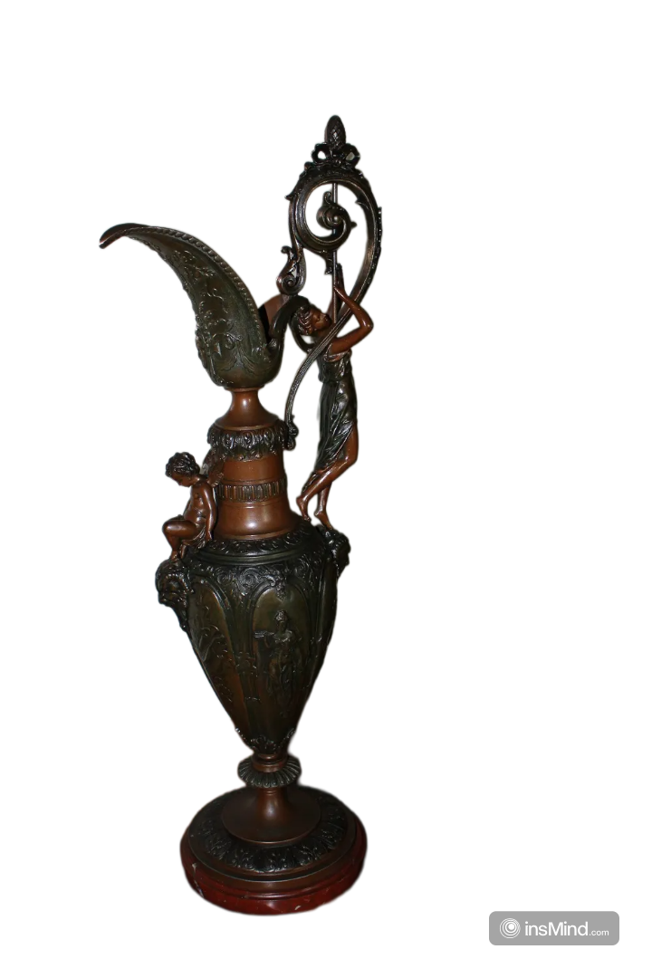 Vaso ad Anfora Francese in metallo del 1800 con Figure