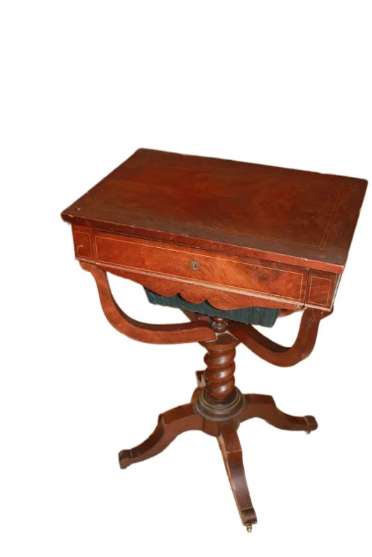 Travailleuse Français Style Charles X en Bois d'Acajou