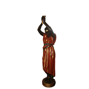 Antique Venetian Nubian Moor Figure with Lamp – Italian Early 19th Century