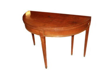 Tavolo Consolle a Mezzaluna Francese Stile Luigi XVI in Legno di Mogano