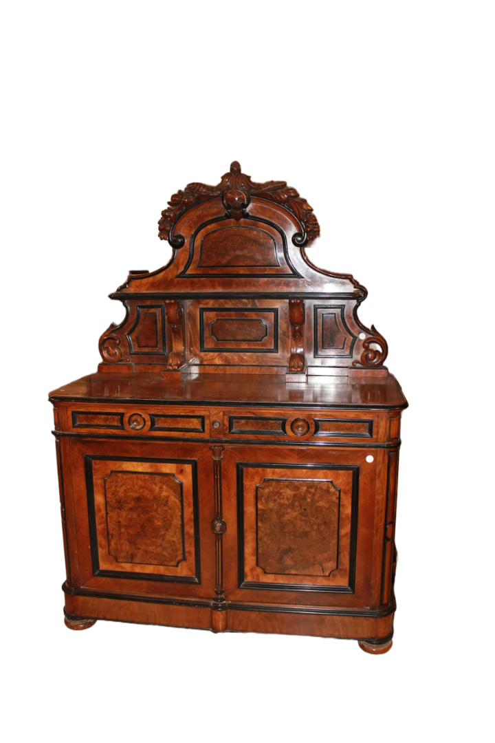 Credenza Piattaia stile Luigi Filippo in Legno di Noce e Radica