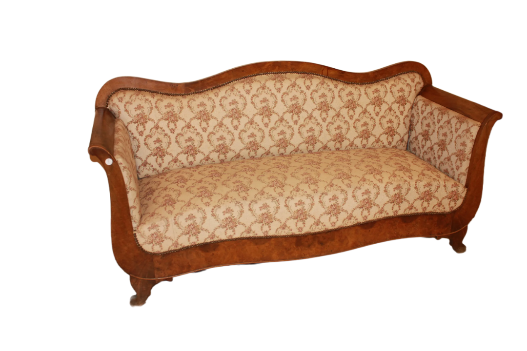 Divano Luigi Filippo in Legno di Noce della seconda metà del 1800