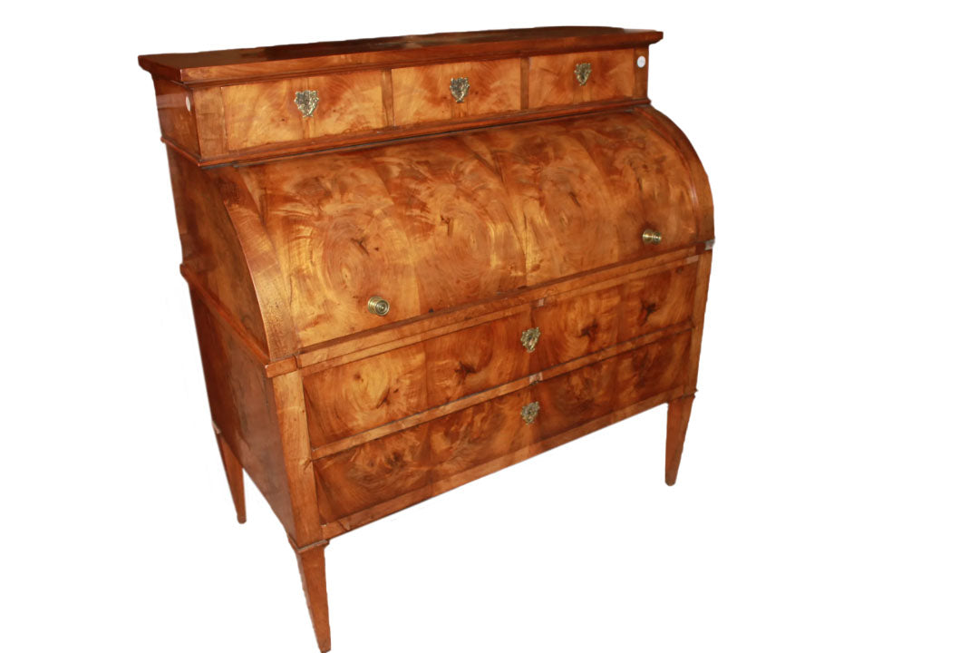 Bureau à Cylindre Français Style Louis XVI du Début du 1800