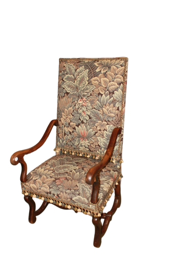 Pair of Late 19th Century French High-Back Walnut Armchairs