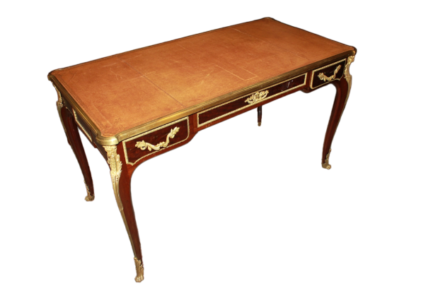 Scrivania Francese scuola François Linke Stile Luigi XV in Legno di Mogano