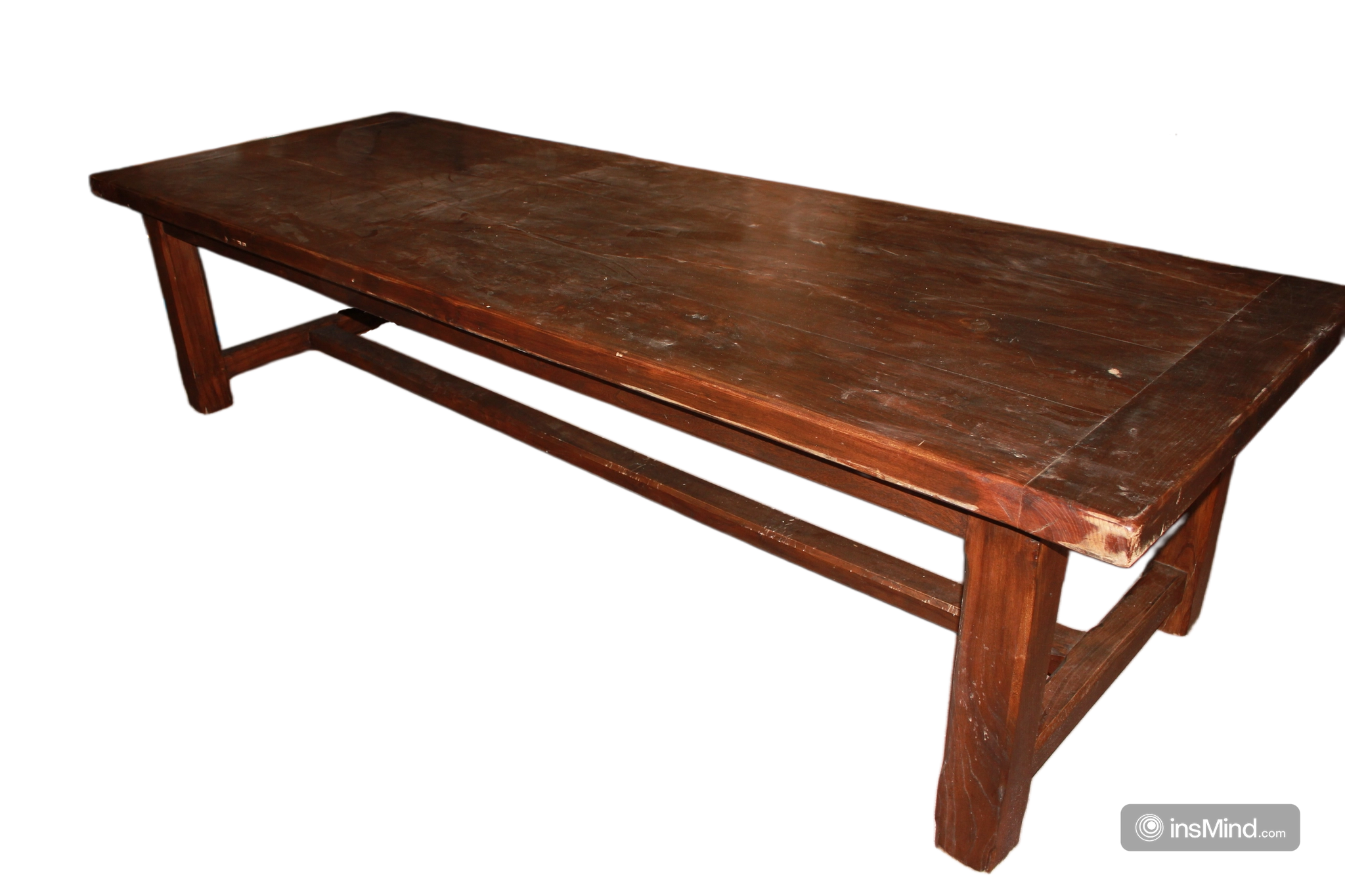 Grande Tavolo Rustico di inizio 1900 In Legno di Noce
