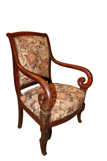 Poltrona Stile Direttorio Francese del 1800 con tessuto floreale Sanderson