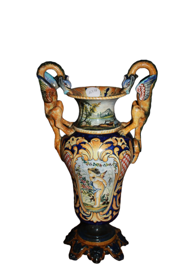 Ginori Doccia Porcelain Amphora Vase, Florence, Late 1700s, Majolica
