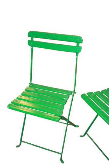 Set of Green Folding Iron Chairs, 20th Century