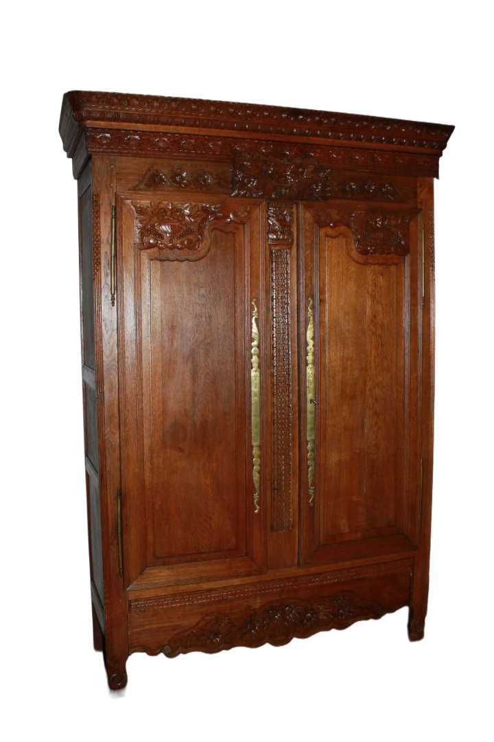 Armadio Francese in Legno di Rovere Mielato del 1700 stile Normandia
