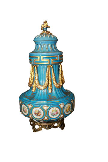 Vaso Monofiore Centrotavola francese in porcellana di Sevres del 1800