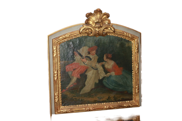Specchiera Caminiera francese Del 1800 con Dipinto Scena Galante