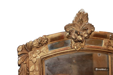 Specchiera francese in legno dorato foglia oro di inizio 1800 Stile Luigi XVI