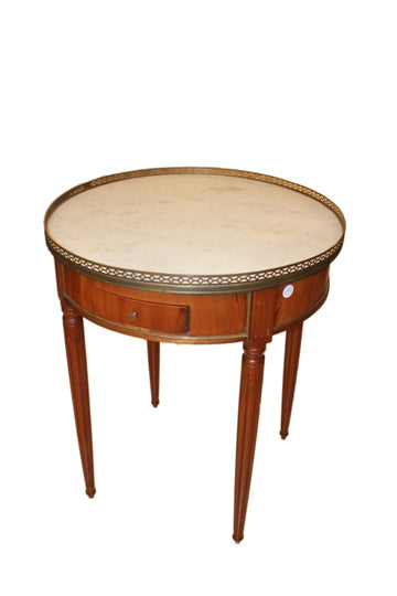 Tavolino gueridon circolare con piano in marmo stile Luigi XVI del 1800