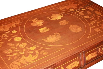Tavolino scrittoio Olandese di inizio 1800 in legno di Mogano intarsiato