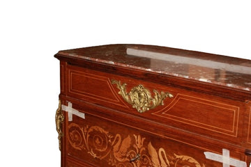 Bellissimo Secretaire Carlo X in legno di Palissandro riccamente intarsiato