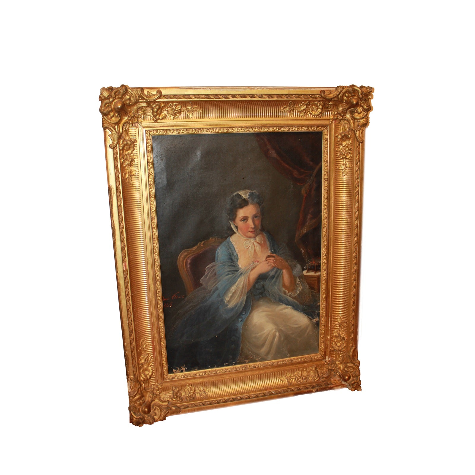 French 19th Century Oil on Canvas – Portrait of a Lady