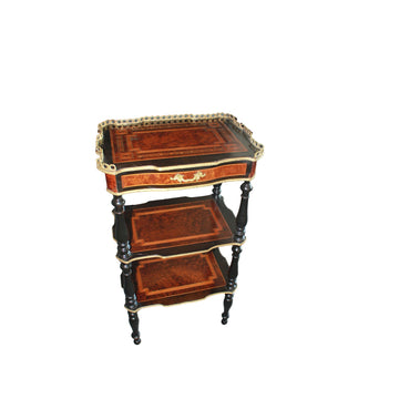 Napoleon III Style Etagere Small Table with Shelves and Drawer | 1800s